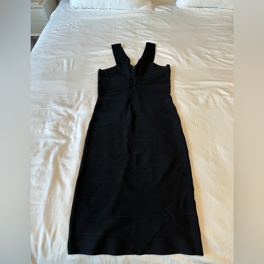 bebe Elegant Black V Neck Dress